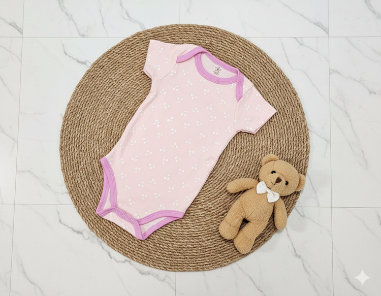 بادی زیردکمه صورتی سفید ۳ ماه